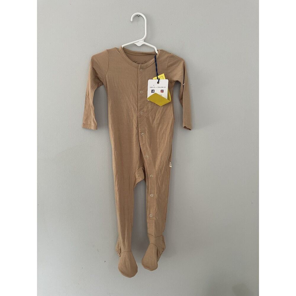 Kozieandco Footie 18-24M Tan PJs Button Down Footie Pajamas